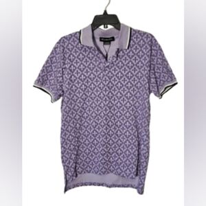 Eleven Paris Purple Patterned Collared Polo Shirt Men's Size Small NWT